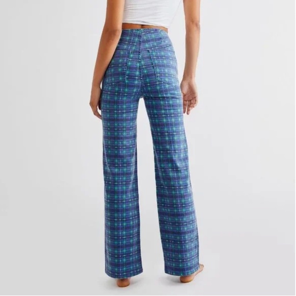 We the Free Free People Isla Slim Straight Plaid Pants Jeans Size 29 - Picture 2 of 13
